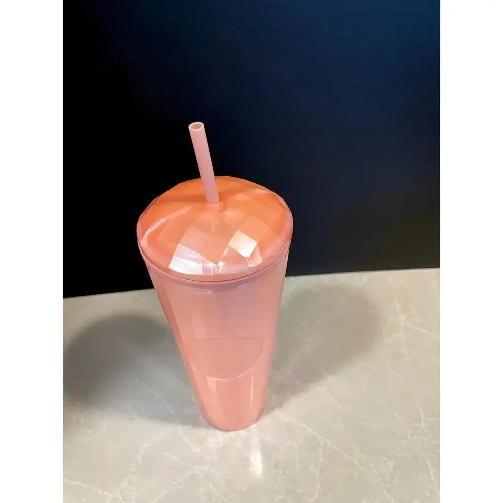 Pink Starbucks cold cup tumbler with straw reusable cup 2021 summer edition new